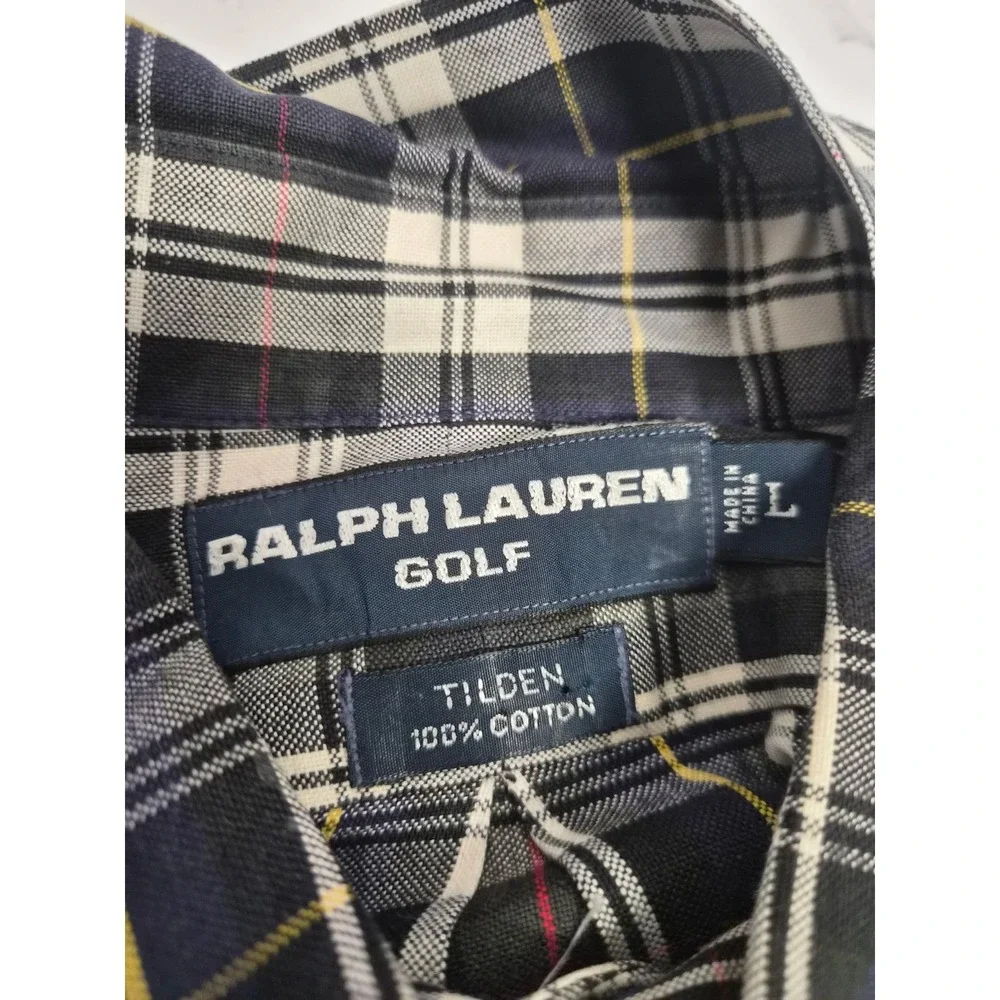 Ralph Lauren‎ Golf Tilden Mens Plaid Button Front Long Sleeve Oxford Shirt Large